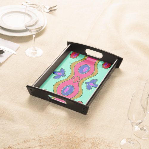 Bright Colorful Funky Abstract   Serving Tray