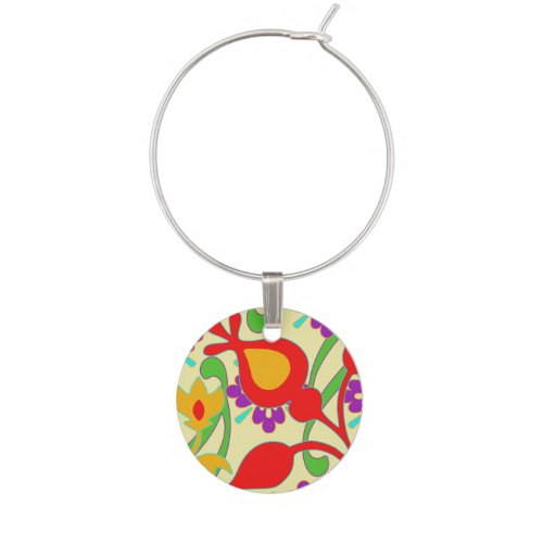 Bright Colorful Funky Abstract Wine Charm