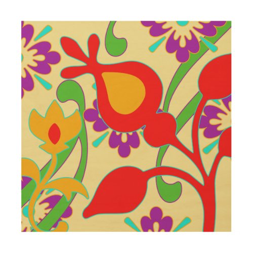 Bright Colorful Funky Flowers Abstract  Art