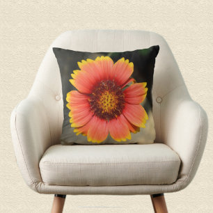 Bright Colorful Gaillardia Sunflower Floral Throw Pillow