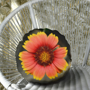 Bright Colorful Gaillardia Sunflower Round Pillow