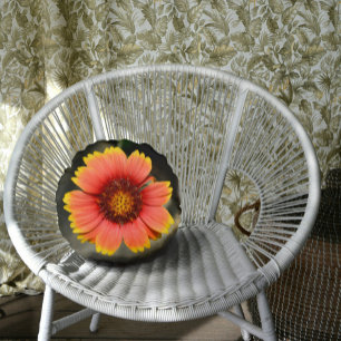 Bright Colorful Gaillardia Sunflower Round Pillow