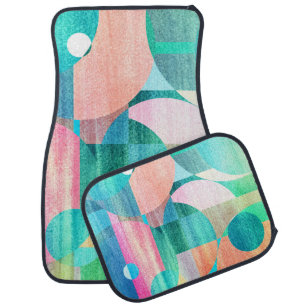 Bright, Colorful Geometric Abstract Car Floor Mat