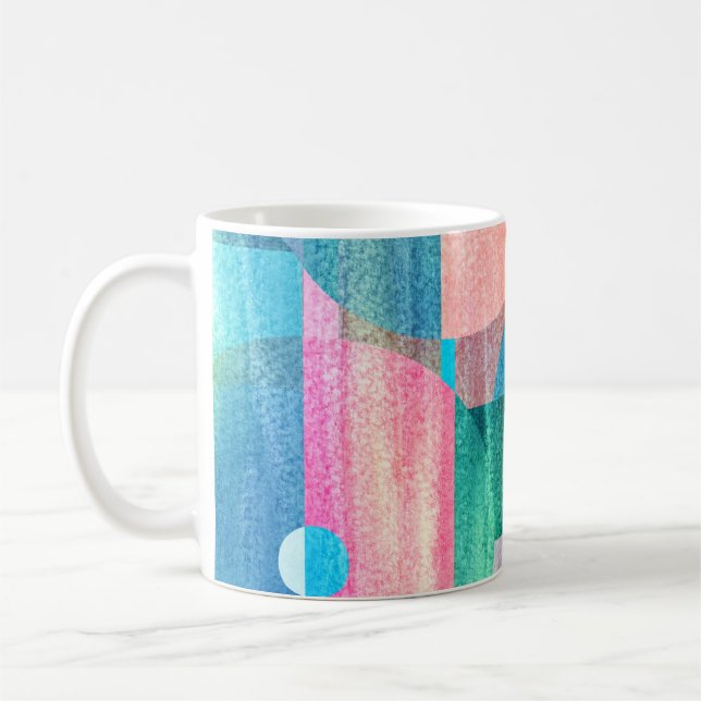 Bright, Colorful Geometric Abstract Coffee Mug (Left)
