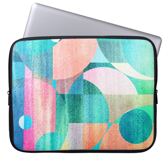 Bright, Colorful Geometric Abstract Laptop Sleeve (Front)