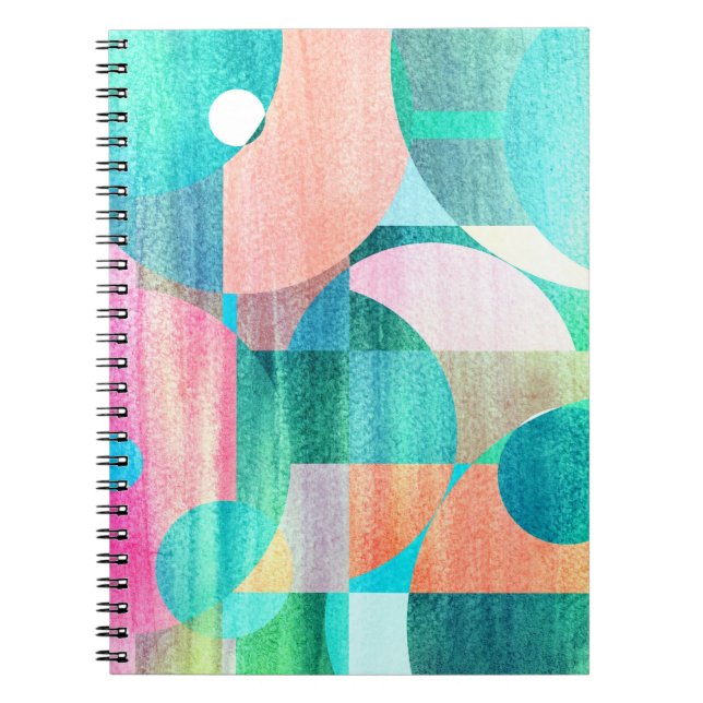 Bright, Colorful Geometric Abstract Notebook (Front)