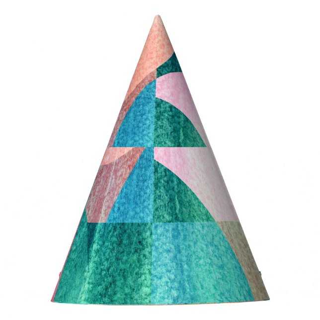 Bright, Colorful Geometric Abstract Party Hat (Front)