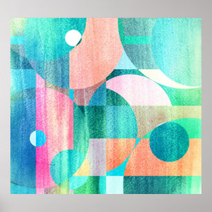 Bright, Colorful Geometric Abstract Poster