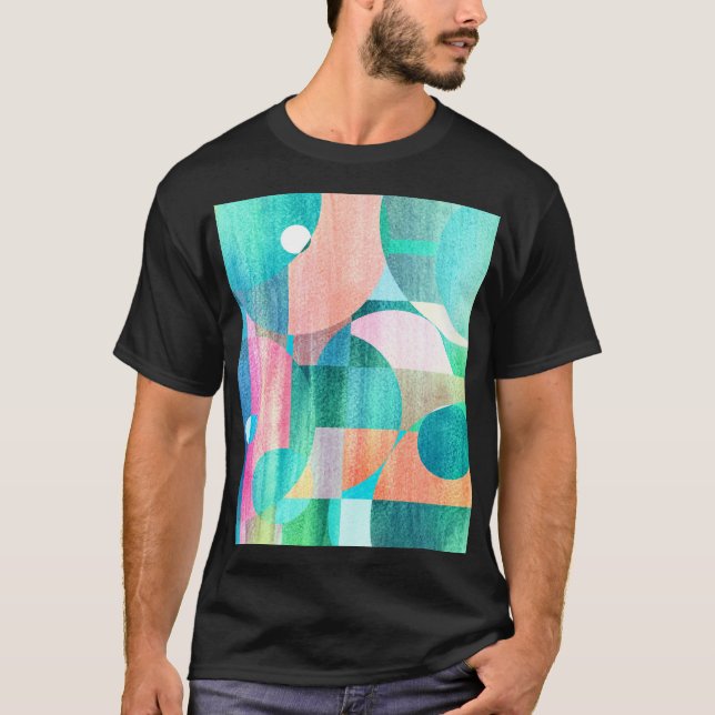 Bright, Colorful Geometric Abstract T-Shirt (Front)
