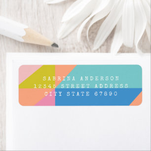 Bright Colorful Geometric Blue Return Address Label
