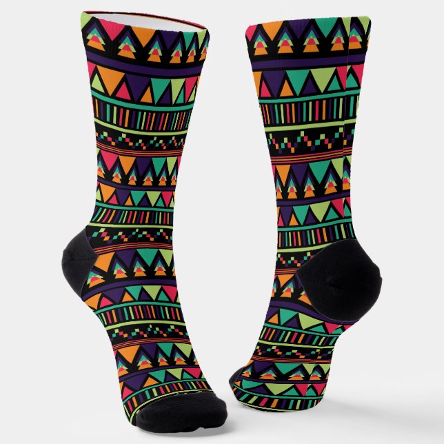 Bright Colorful Geometric Pattern Socks (Angled)