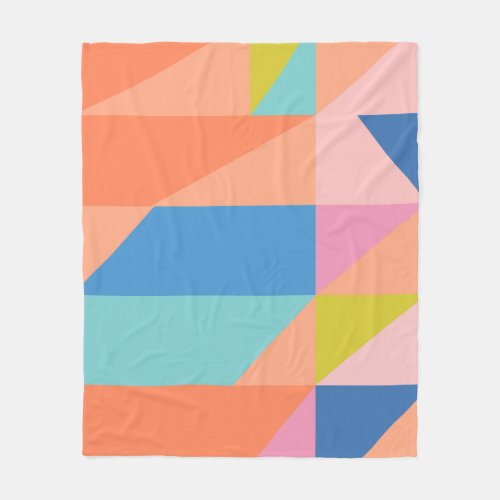 Bright Colorful Geometric Shapes  Orange and Blue Fleece Blanket