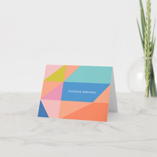 Bright Colorful Geometric Shapes Personalized Name Note Card