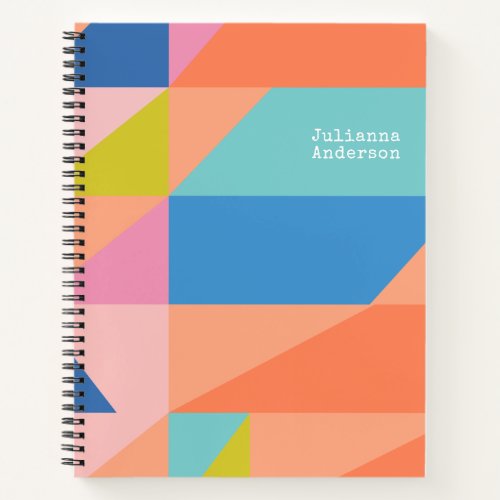 Bright Colorful Geometric Shapes Personalized Name Notebook