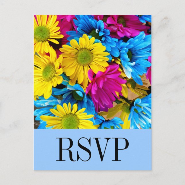 Bright Colorful Gerber Daisy Bouquet RSVP Postcard (Front)
