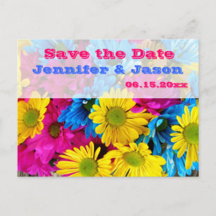 Bright Colorful Gerber Daisy Bouquet Save the Date Announcement Postcard