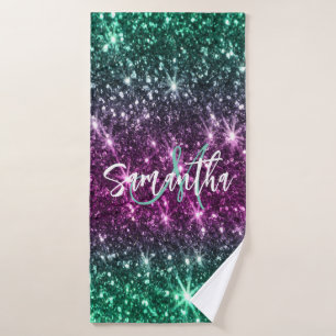 Bright Colorful Glitter Bath Towel Set