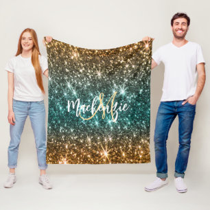 Bright Colorful Glitter Fleece Blanket