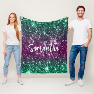 Bright Colorful Glitter Fleece Blanket