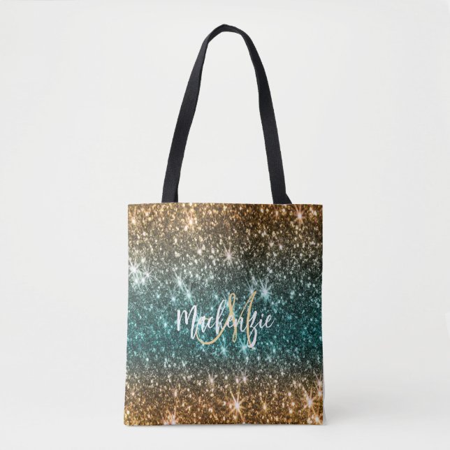 Bright Colorful Glitter Tote Bag (Front)