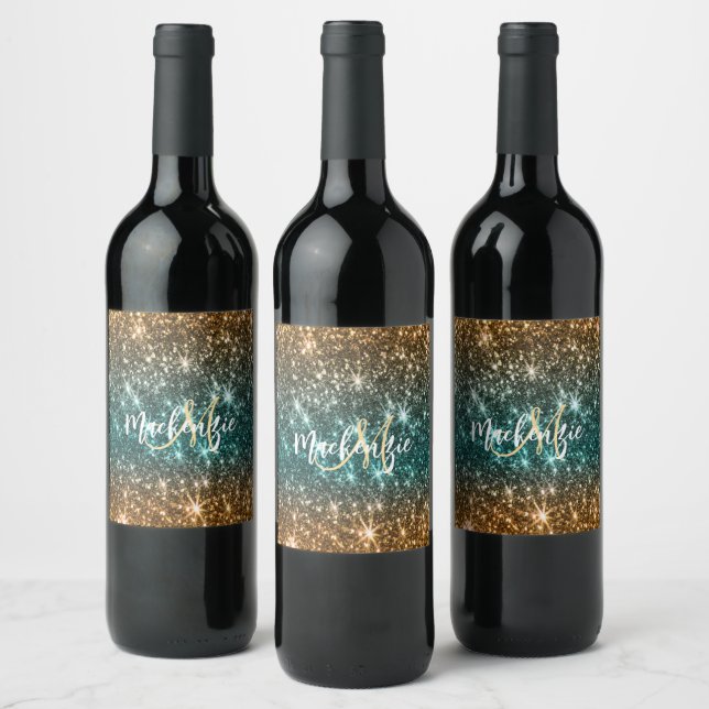 Bright Colorful Glitter Wine Label (Bottles)