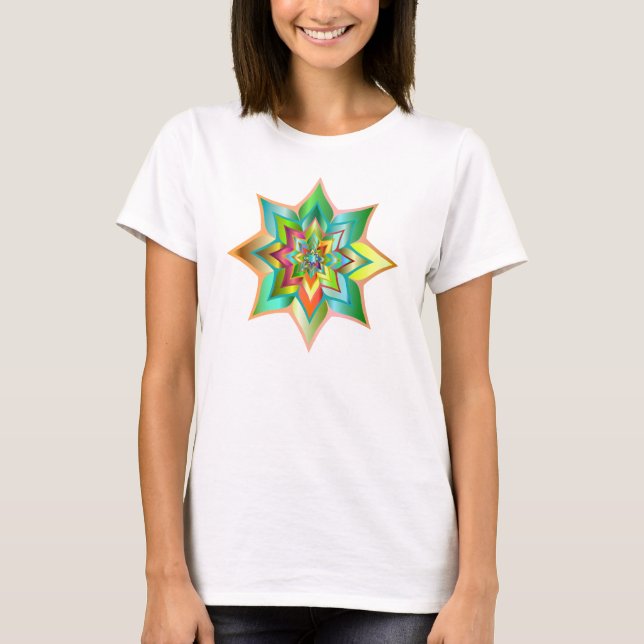 Bright Colorful Green Floral T-Shirt (Front)
