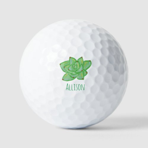 Bright Colorful Green Succulent Name Golf Balls