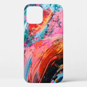 Bright colorful hand painted abstract backgroundar iPhone 12 case