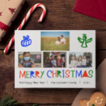 Bright Colorful Handwritten Photo Christmas Holiday Card<br><div class="desc">This design was created though digital art. It may be personalized in the area provided by changing the photo and/or text. Or it can be customized by choosing the click to customize further option and delete or change the color the background, add text, change the text color or style, or...</div>