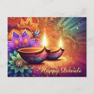 Bright & Colorful Happy Diwali Festival of Light Holiday Postcard