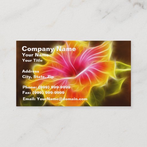 Customizable Bright Colorful Hibiscus Flower Business Card Templates