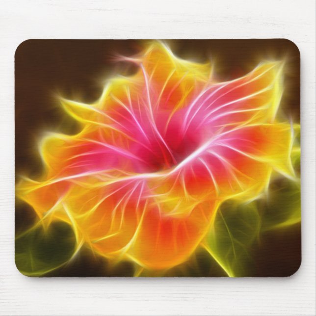 Bright Colorful Hibiscus Flower Mouse Pad (Front)