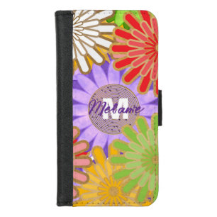 Bright Colorful Hippy Flower Pattern Personalised iPhone 8/7 Wallet Case