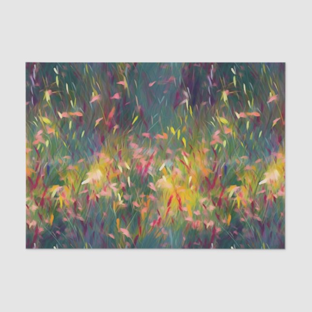 Bright, colorful, impressionist style wildflowers tissue paper (Front)
