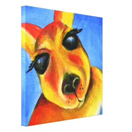 Bright colorful Kangaroo animal face art Canvas Print