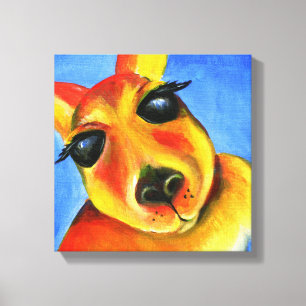 Bright colorful Kangaroo animal face art Canvas Print