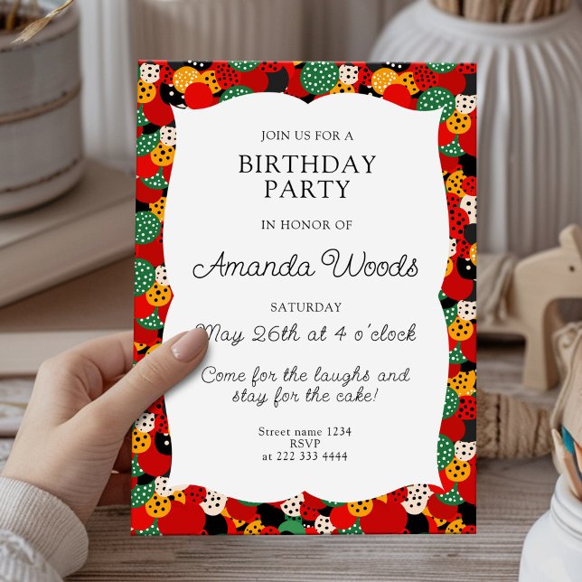 Bright colorful kids birthday party design invitation (Creator Uploaded)