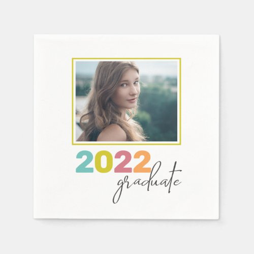 Bright Colorful Lettering with Photo Graduation Napkins