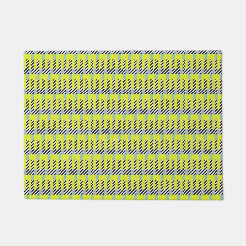 Bright Colorful Lime Green Zebra Door Mat