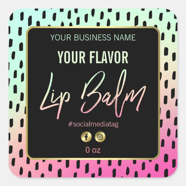 Bright Colorful Lip Balm Labels (Front)