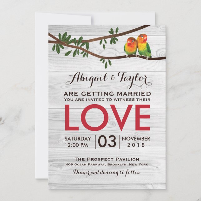 Bright Colorful Lovebirds Wedding Invitation (Front)