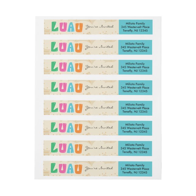Bright & Colorful Luau Wraparound Address Label (Sheet)