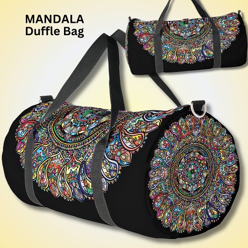 Bright Colorful Mandala Pink Aqua Yellow Red Blue Duffle Bag