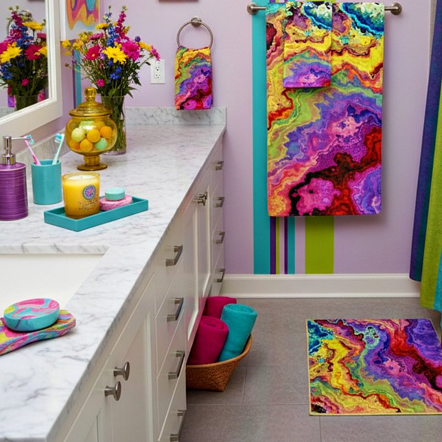 Bright colorful marble  bath towel set (Creator Uploaded)