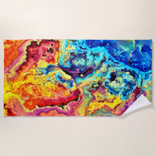 Bright colorful marble beach towel