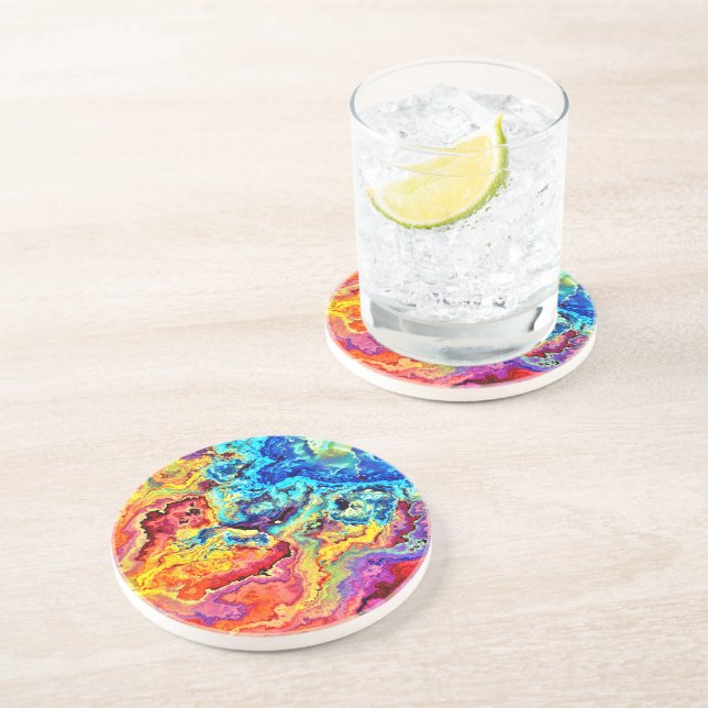 Bright colorful marble  coaster (Side)