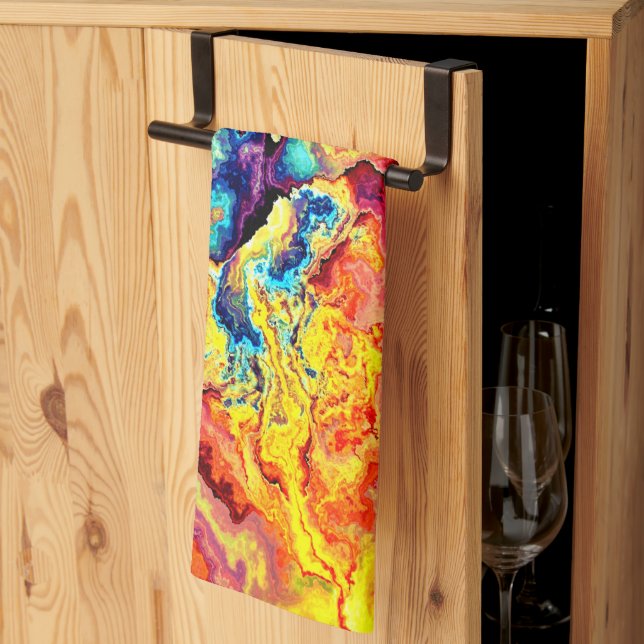 Bright colorful marble  kitchen towel (Thirds Fold)