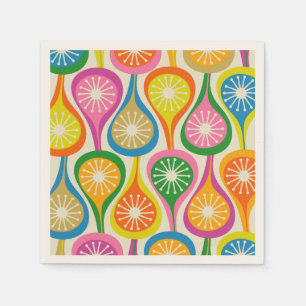 Bright Colorful Mid Century Modern Retro Pattern Napkins