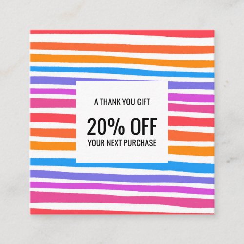 Bright Colorful Minimalist Stripes Handmade   Discount Card
