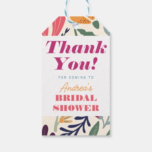 Bright Colorful Mismatch Floral Bridal Shower Gift Tags